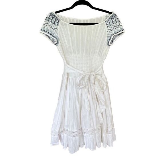 Artka Women's White Tie Waist Short Sleeve Summer Mini Dress Size S - Picture 5 of 8